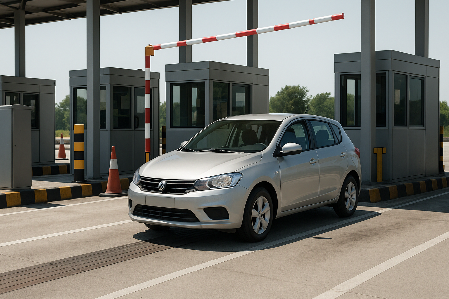 a car at a toll booth- generated by AI