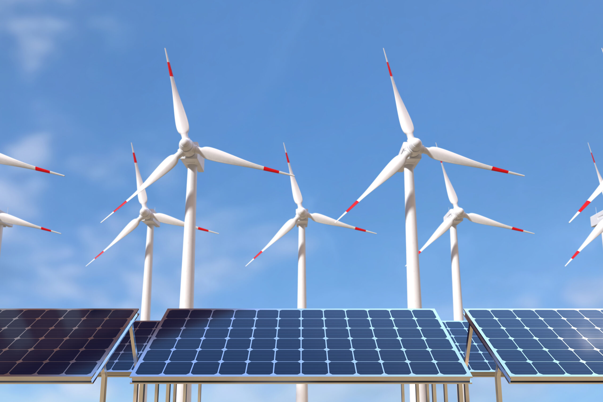 Solar panels and wind turbines, Green energy concept clean energy to be showcased at brics meet